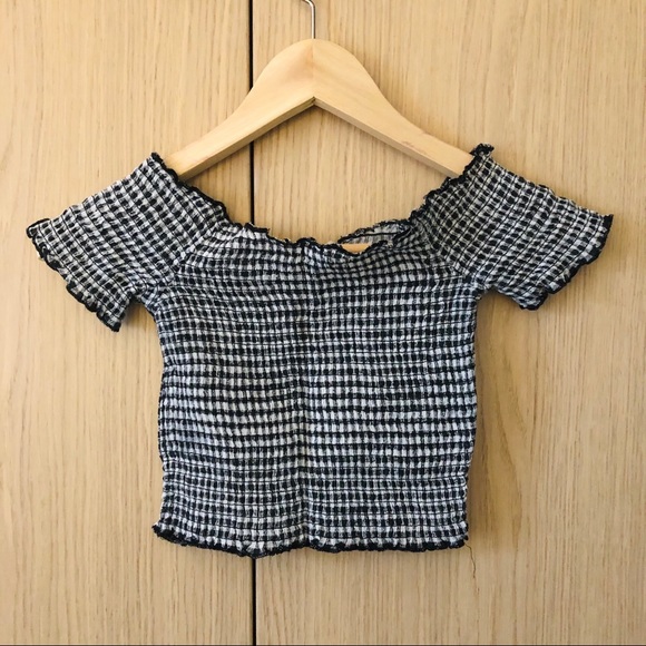 Gingham Off-Shoulder Crop Top XS - Picture 5 of 12